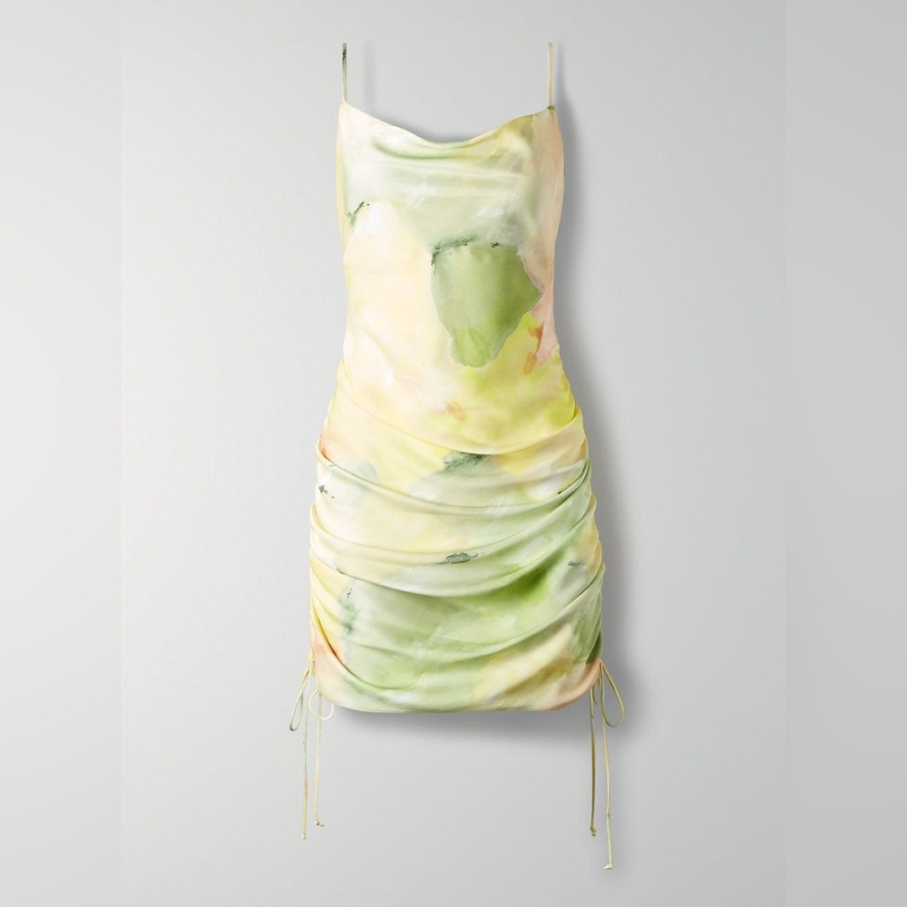 Aritzia- Wilfred Only Ruched Dress in Marsh & Honeydew Green Size Small.